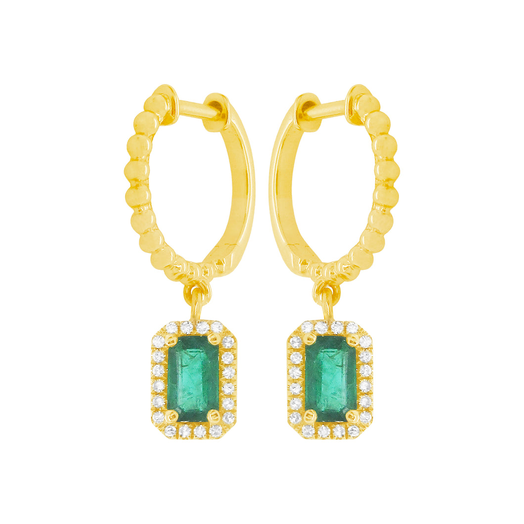 14K GOLD DIAMOND EMERALD MADISON EARRINGS