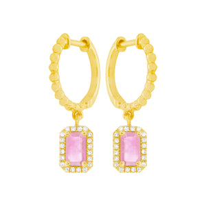 14K GOLD DIAMOND PINK SAPPHIRE MADISON EARRINGS