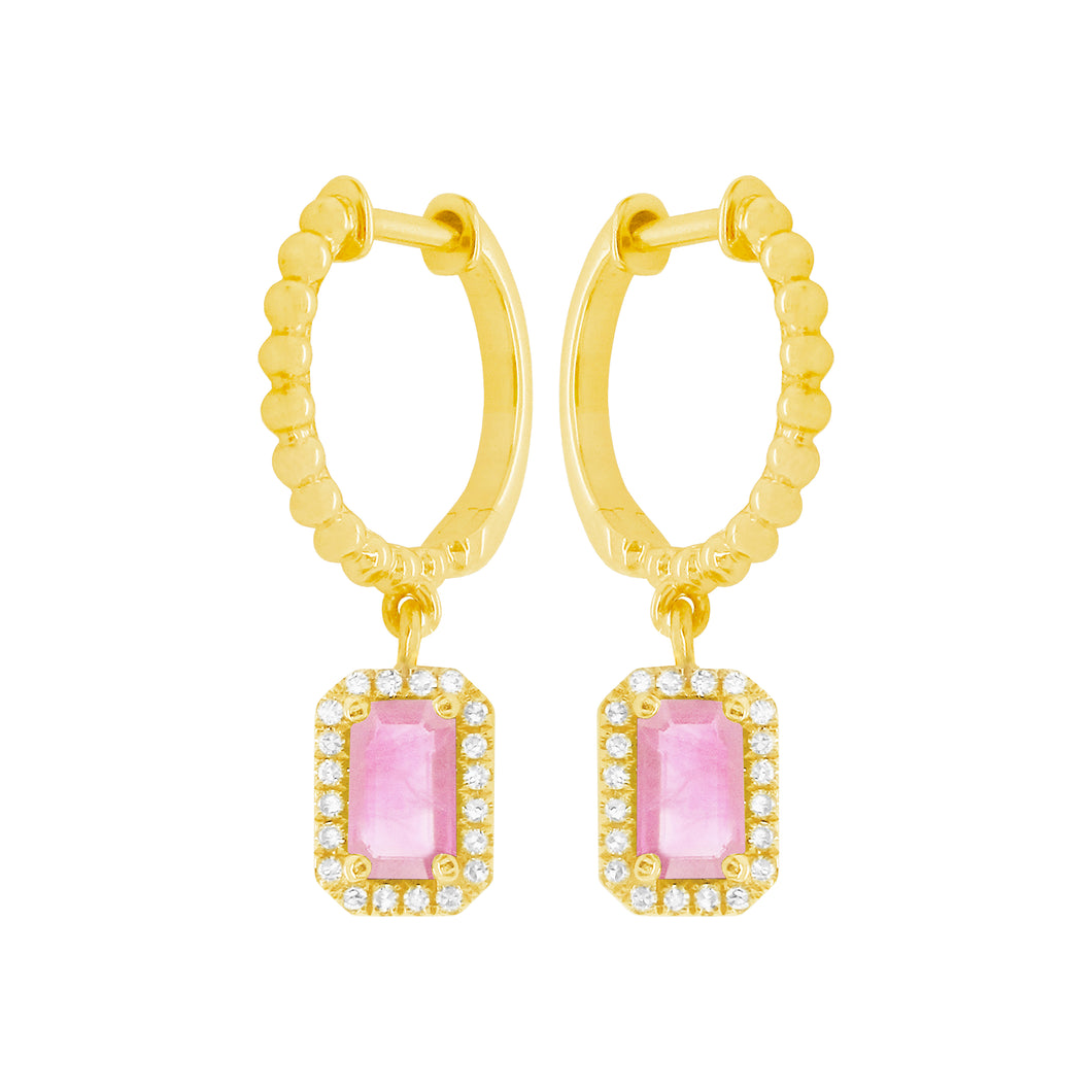 14K GOLD DIAMOND PINK SAPPHIRE MADISON EARRINGS