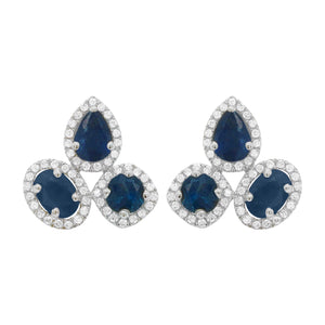 14K GOLD DIAMOND SAPPHIRE FAYE EARRINGS