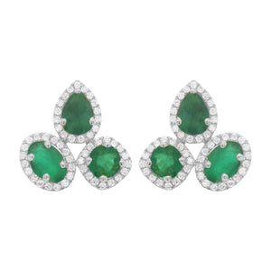 14K GOLD DIAMOND EMERALD FAYE EARRINGS