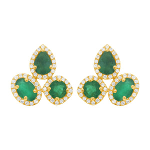 14K GOLD DIAMOND EMERALD FAYE EARRINGS