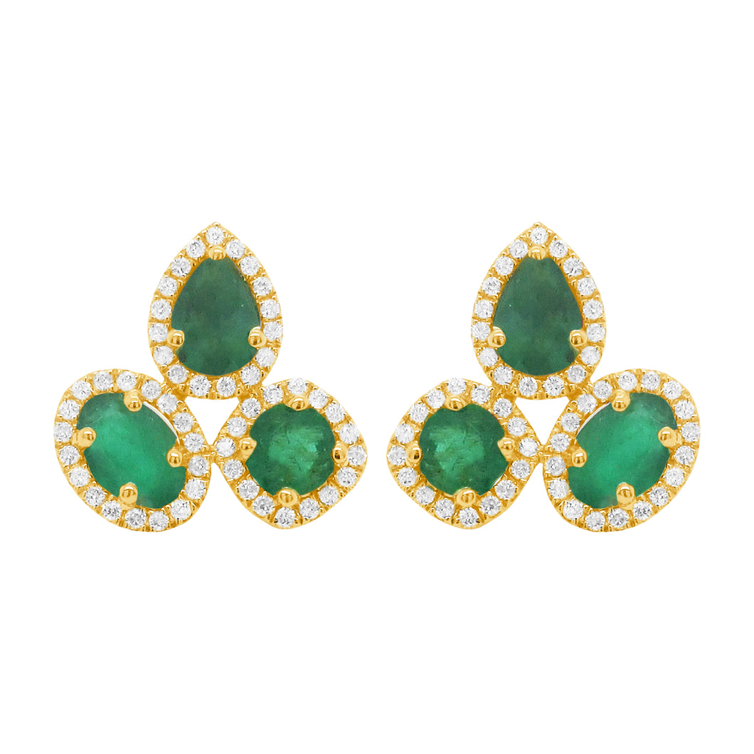 14K GOLD DIAMOND EMERALD FAYE EARRINGS