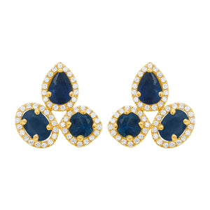 14K GOLD DIAMOND SAPPHIRE FAYE EARRINGS