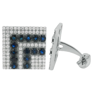 14K GOLD DIAMOND SAPPHIRE HENRY CUFFLINKS