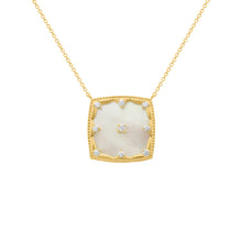 14K GOLD DIAMOND MOTHER OF PEARL GABBY SQUARE NECKLACE