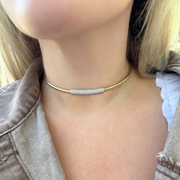 14K GOLD DIAMOND NAVAH CHOKER NECKLACE