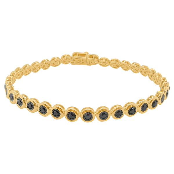 14K GOLD BLACK DIAMOND BEZEL TENNIS BRACELET