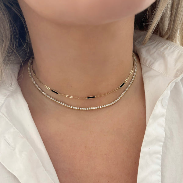 14K GOLD ANNA ONYX LINK NECKLACE