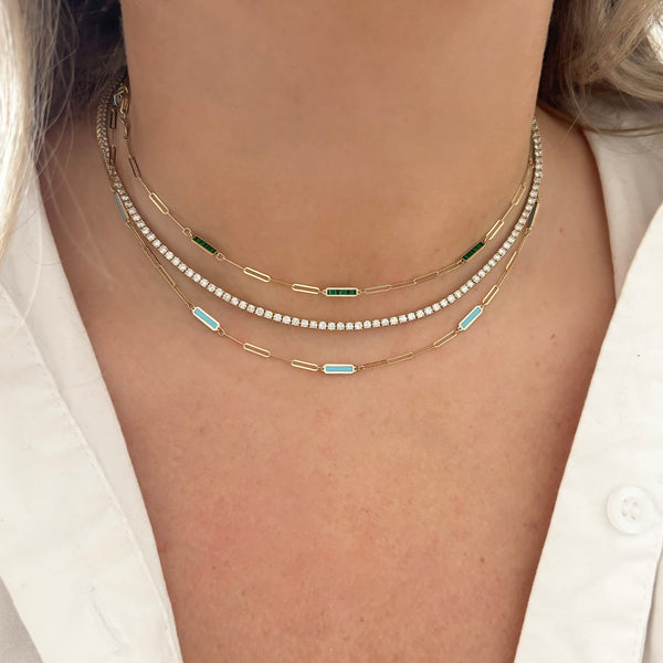 14K GOLD ANNA TURQUOISE LINK NECKLACE