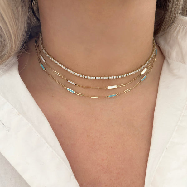14K GOLD ANNA MOTHER OF PEARL LINK NECKLACE