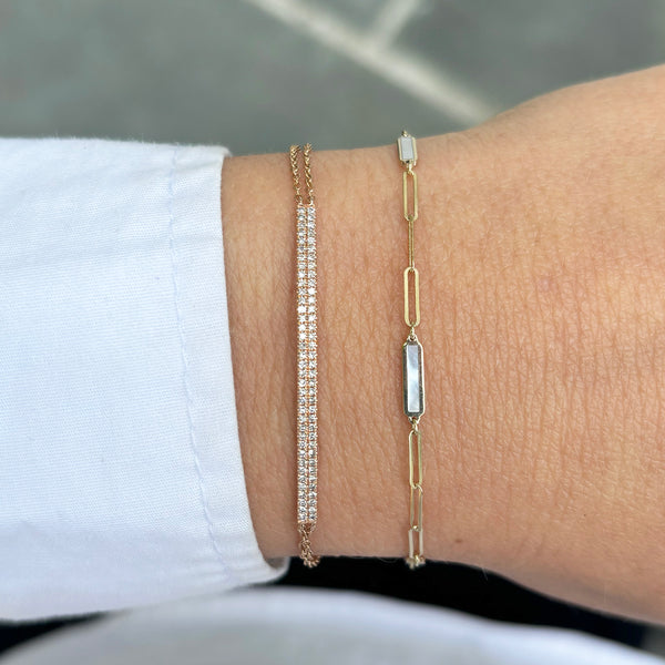 14K GOLD ANNA MOTHER OF PEARL LINK BRACELET