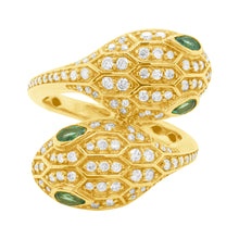 14K GOLD DIAMOND EMERALD SARA SNAKE RING