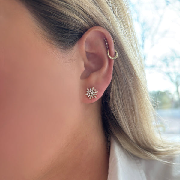 14K GOLD DIAMOND SMALL DEBRA FLOWER STUDS