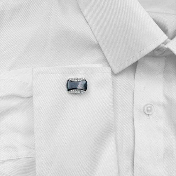 14K GOLD DIAMOND BLACK MOTHER OF PEARL JIMMY CUFFLINKS