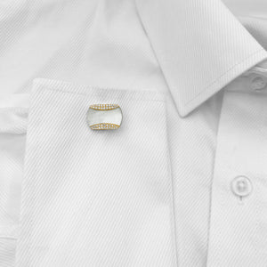 14K GOLD DIAMOND WHITE MOTHER OF PEARL JIMMY CUFFLINKS
