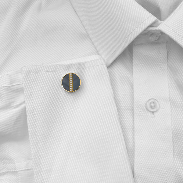 14K GOLD DIAMOND BLACK MOTHER OF PEARL OLIVER CUFFLINKS