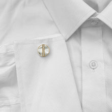14K GOLD DIAMOND WHITE MOTHER OF PEARL OLIVER CUFFLINKS
