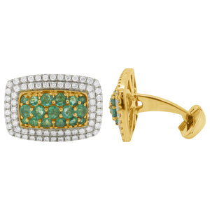 14K GOLD DIAMOND EMERALD BARRY CUFFLINKS