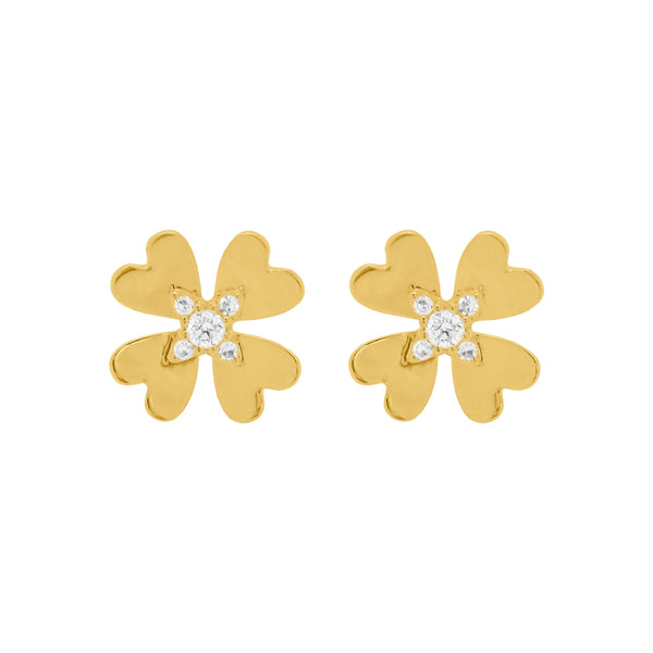 14K GOLD DIAMOND CELINE FLOWER STUDS