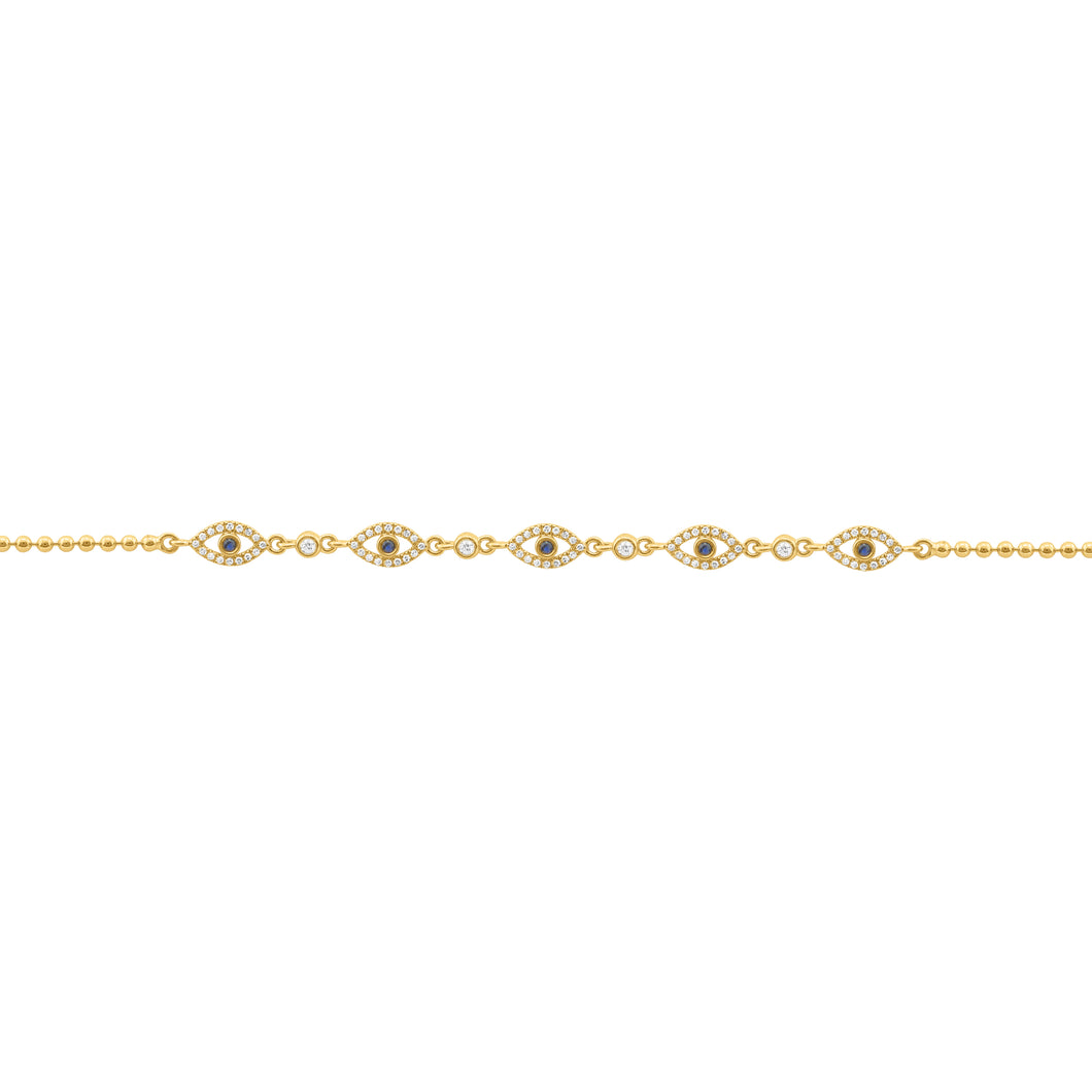 14K GOLD DIAMOND SAPPHIRE ARIA EYE BRACELET