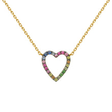 14K GOLD MULTI COLOR SAPPHIRE LYLA HEART NECKLACE