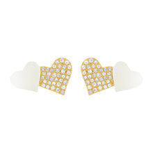 14K GOLD DIAMOND MOTHER OF PEARL ALI HEART STUDS