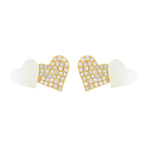 14K GOLD DIAMOND MOTHER OF PEARL ALI HEART STUDS