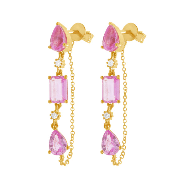 14K GOLD DIAMOND PINK SAPPHIRE SIERRA EARRINGS