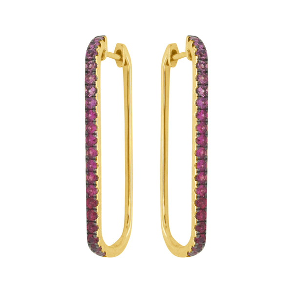 14K GOLD RUBY AND PINK SAPPHIRE VIENNA HOOPS