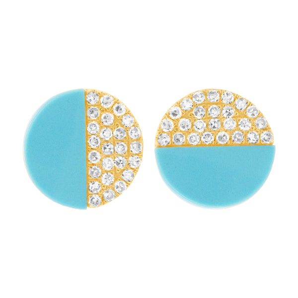 14K GOLD DIAMOND TURQUOISE PERRY STUDS