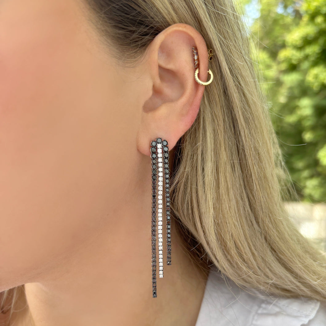 14K GOLD DIAMOND AND BLACK DIAMOND REESE EARRINGS