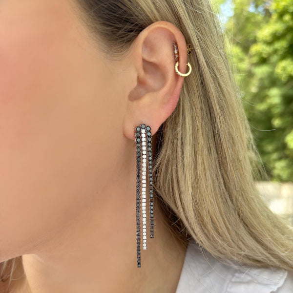14K GOLD DIAMOND AND BLACK DIAMOND REESE EARRINGS