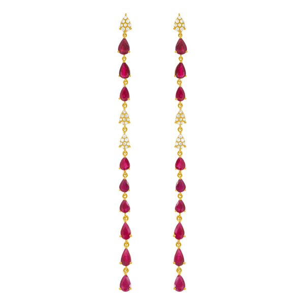 14K GOLD DIAMOND RUBY ROSIE EARRINGS