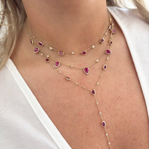 14K GOLD DIAMOND RUBY LUCY NECKLACE