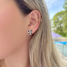 14K GOLD DIAMOND SAPPHIRE SMALL RACQUI STUDS