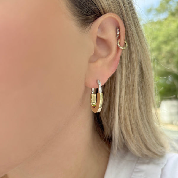 14K GOLD DIAMOND LARGE AVERY HOOPS