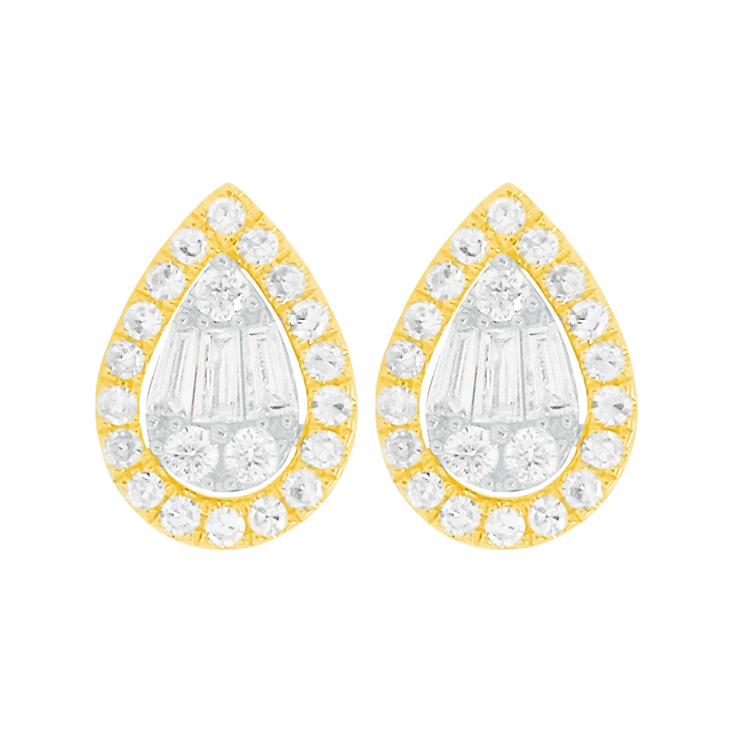 14K GOLD DIAMOND JULIE PEAR STUDS