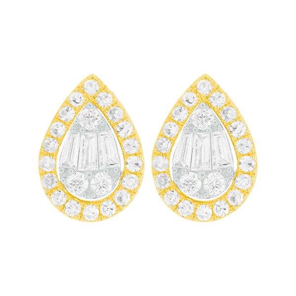 14K GOLD DIAMOND JULIE PEAR STUDS