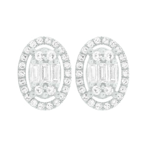 14K GOLD DIAMOND JULIE OVAL STUDS