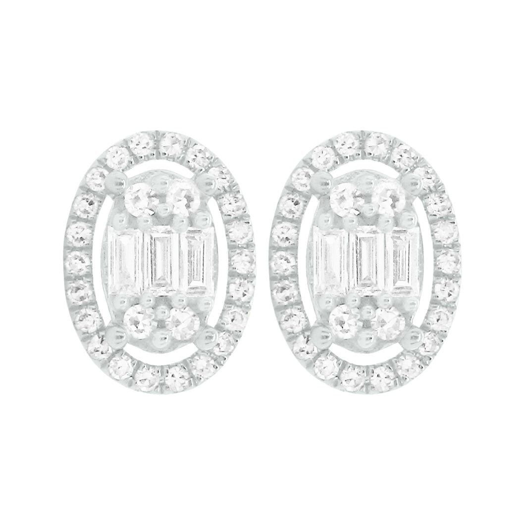 14K GOLD DIAMOND JULIE OVAL STUDS