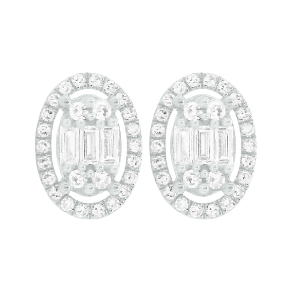 14K GOLD DIAMOND JULIE OVAL STUDS