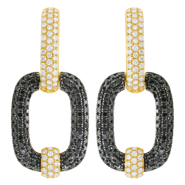 14K GOLD BLACK AND WHITE DIAMOND TIANA EARRINGS