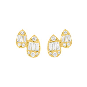 14K GOLD DIAMOND SHELLY STUDS