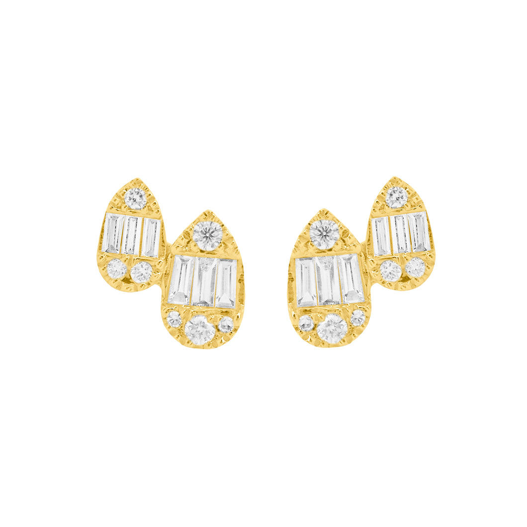 14K GOLD DIAMOND SHELLY STUDS