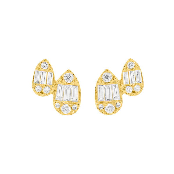 14K GOLD DIAMOND SHELLY STUDS