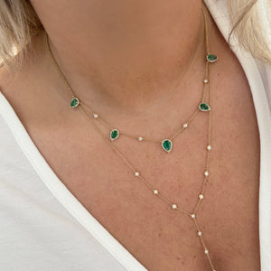 14K GOLD DIAMOND EMERALD KERI NECKLACE