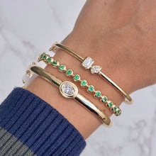 14K GOLD EMERALD KERI BEZEL BANGLE