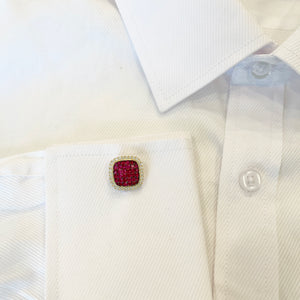 14K GOLD DIAMOND RUBY COLE CUFFLINKS