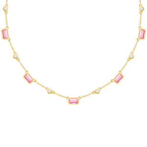 14K GOLD DIAMOND PINK SAPPHIRE DELILAH NECKLACE